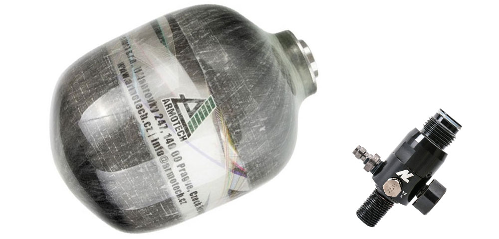 DYE Armotech Core Air Tank 0,8 Liter HP System inkl. New Legion Dwarf Regulator 300Bar