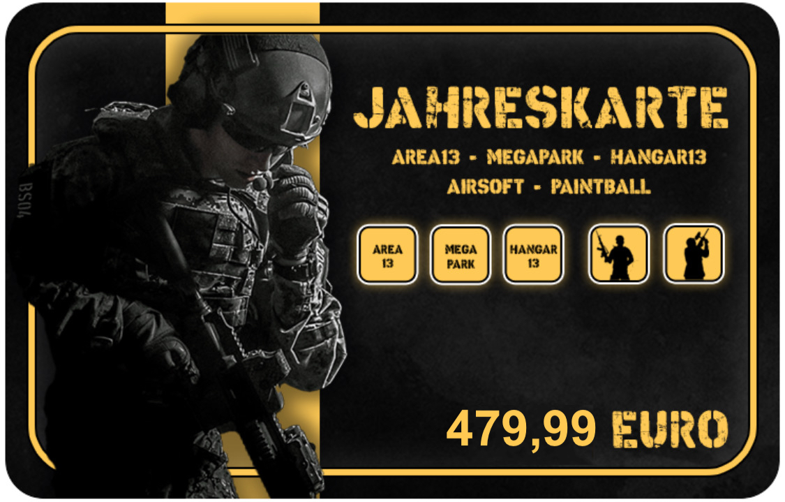Jahreskarte 2025 für Area13 - Megapark - Hangar13